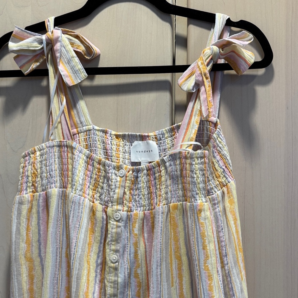 Sundays Pastel Striped Dress with Bow Straps